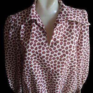 Vintage Womens Large Blouse Granny Handmade 1970's Paisley Print Elastic Hem
